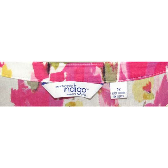 Great Northwest Indio Womens Pleated Button Front Blouse Plus Size 2x Floral - Picture 3 of 3